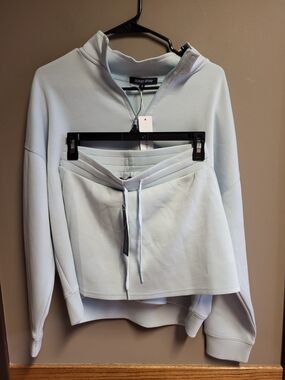 Ocean Drive Pale Blue Half-Zip Pullover And Skirt Set